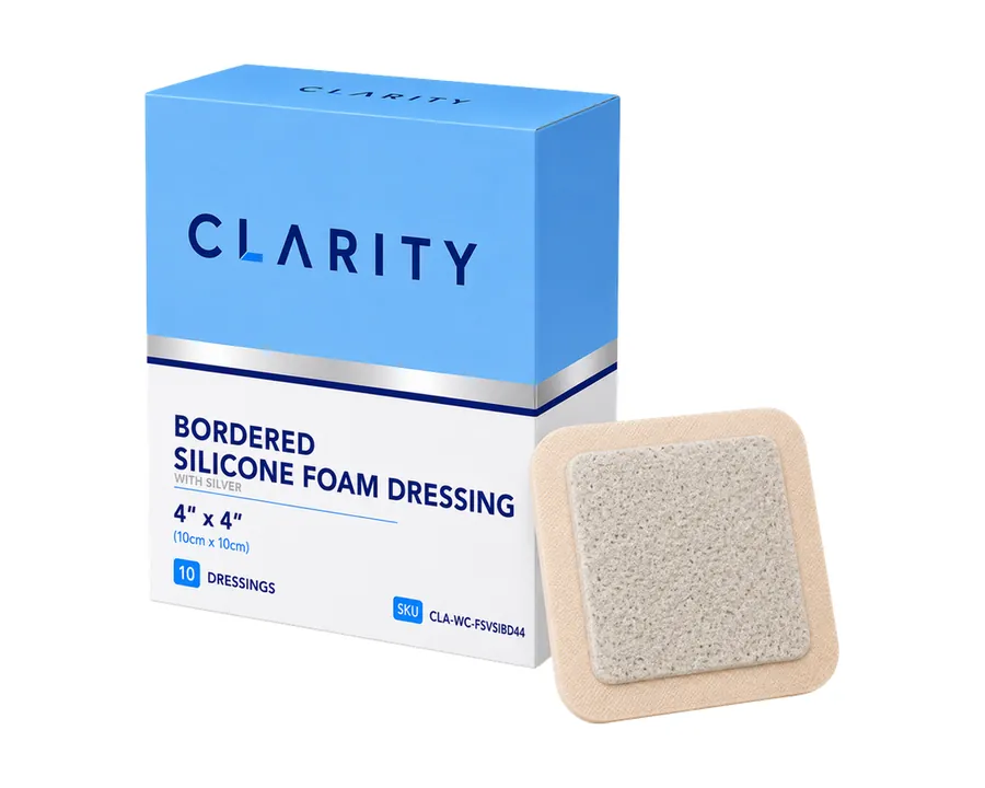 Bordered Silicone Foam Dressing with Silver
