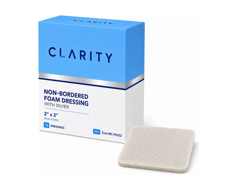 Non-Bordered Foam Dressing with Silver